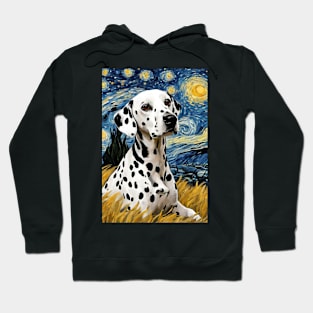 Dalmatian Dog Breed Painting in a Van Gogh Starry Night Art Style Hoodie